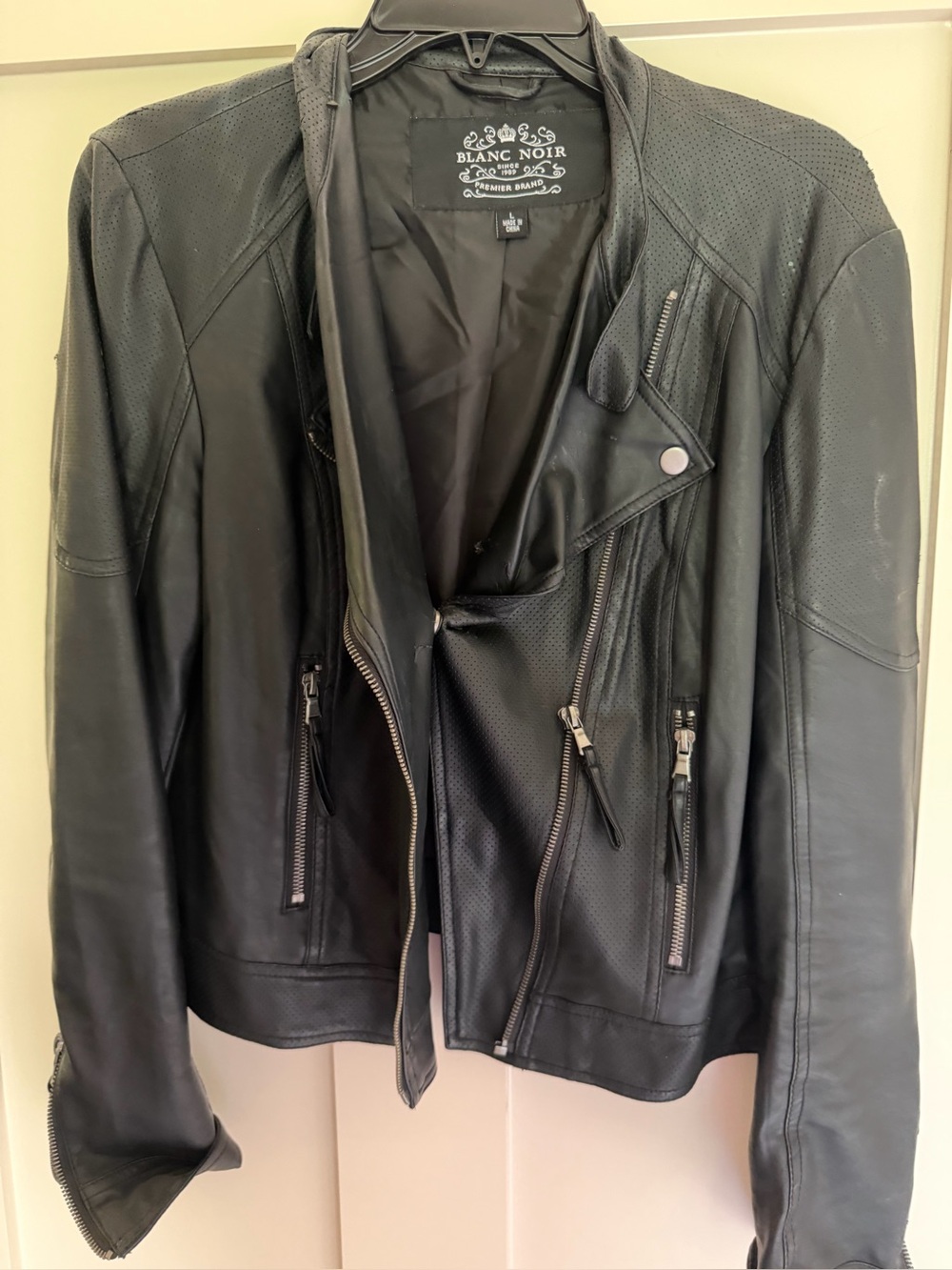 Blanc Noir Women’s Black Moto Leather Jacket